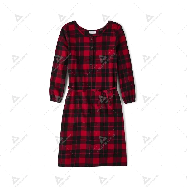 The Children's Place Women's Fall Plaid Long Sleeve Dress